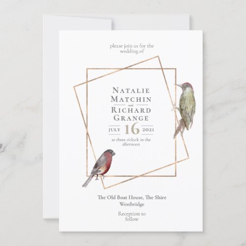 Rustic birds botanical vintage invitation