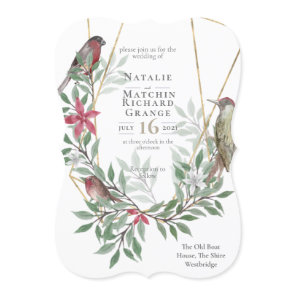 Rustic birds botanical vintage invitation