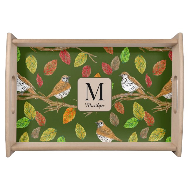 Rustic Birds Create Your Own Fall Monogram Serving Tray (Front)