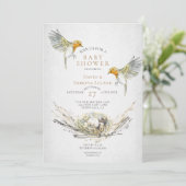 Rustic Birds Nest Watercolor Couple's Baby Shower Invitation (Standing Front)