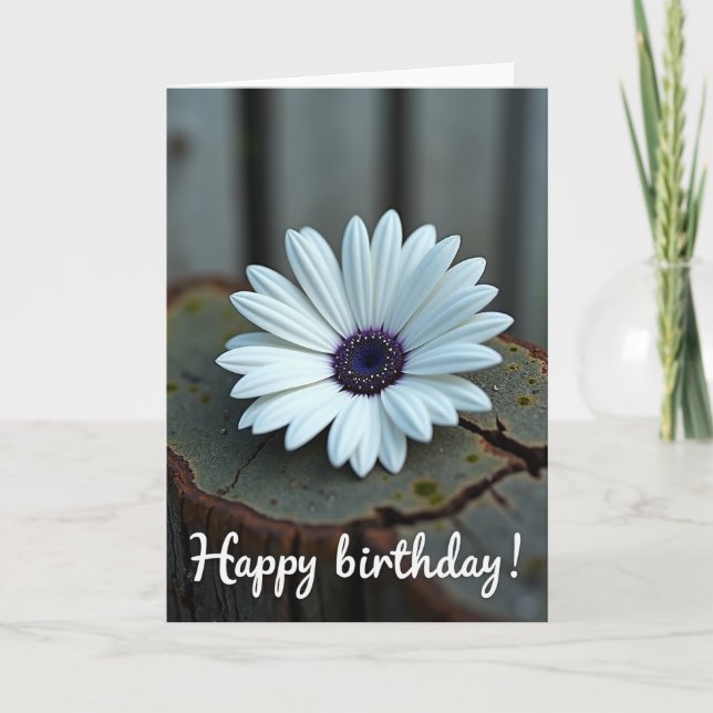 Rustic Birthday Daisy Wood Card (Front)