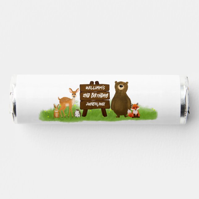 Rustic Birthday Party Forest Animals  Breath Savers® Mints (Front)