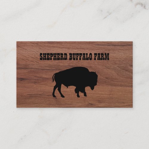 Rustic Bison Buffalo Service Wood Business Card