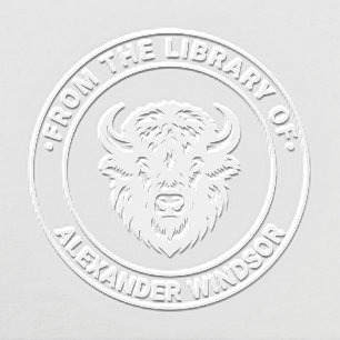 Rustic Bison Head #1 Library Book Name Embosser