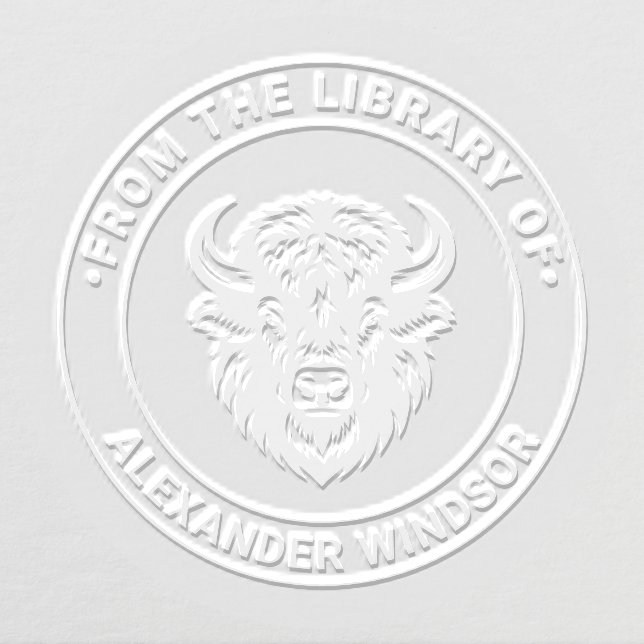 Rustic Bison Head #1 Library Book Name Embosser (Design)