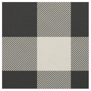 Rustic Black and Beige Buffalo Plaid Fabric