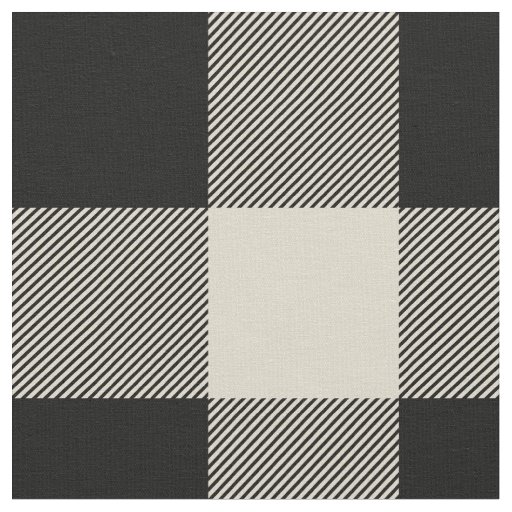 Rustic Black and Beige Buffalo Plaid Fabric