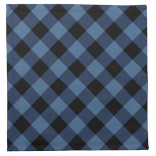 Rustic Black and Blue Buffalo Plaid   Holiday Cloth Napkin