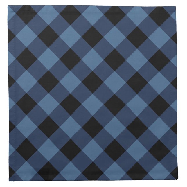 Rustic Black and Blue Buffalo Plaid | Holiday Cloth Napkin (Front)