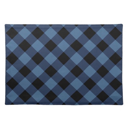 Rustic Black and Blue Buffalo Plaid  Holiday Placemat