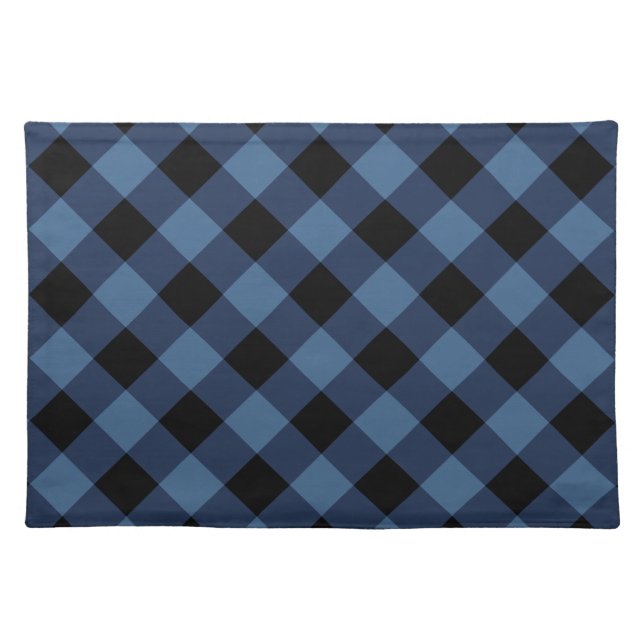 Rustic Black and Blue Buffalo Plaid | Holiday Placemat (Front)
