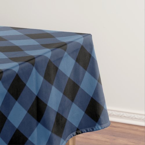 Rustic Black and Blue Buffalo Plaid Tablecloth