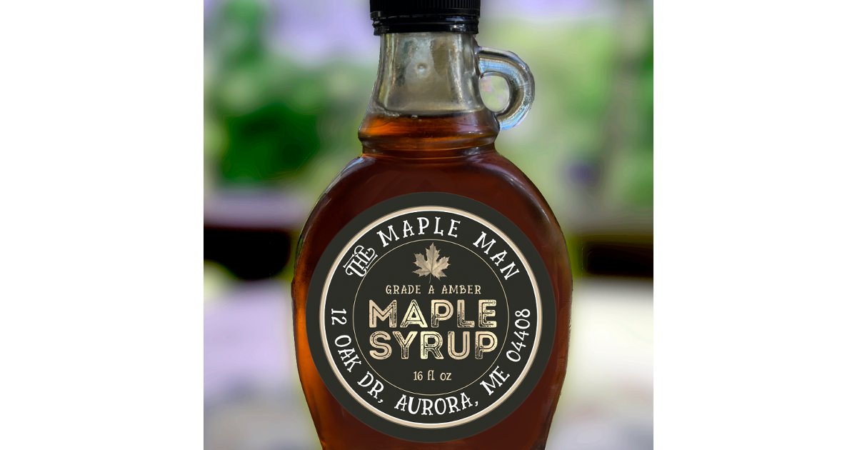 Rustic Black and Gold Maple Syrup Label Gold Leaf | Zazzle