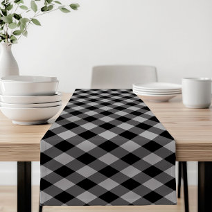 Rustic Black and Gray Buffalo Plaid Short Table Runner