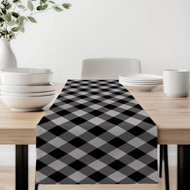 Rustic Black and Gray Buffalo Plaid Short Table Runner (Creator Uploaded)