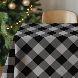 Rustic Black and Gray Buffalo Plaid Tablecloth