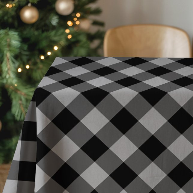 Rustic Black and Gray Buffalo Plaid Tablecloth (Creator Uploaded)