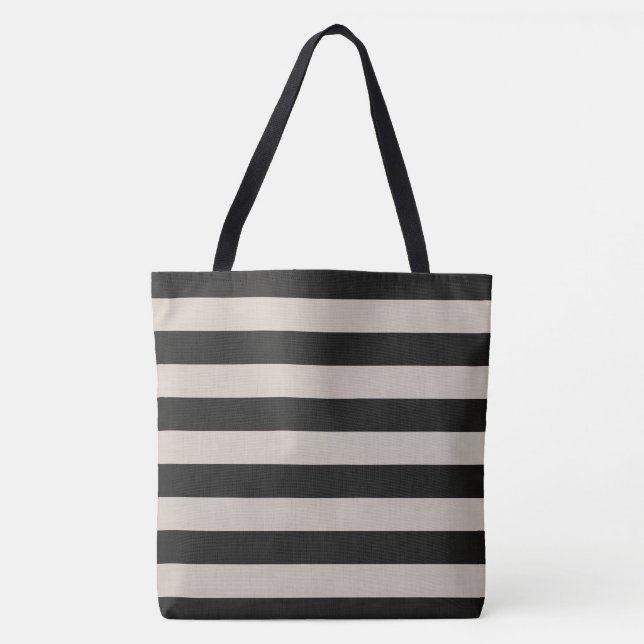 Rustic Black and Ivory Stripes Tote Bag (Front)