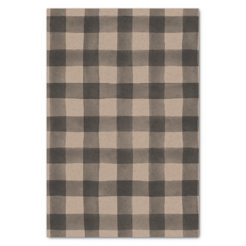 Rustic Black and Kraft Buffalo Plaid Tissue Paper