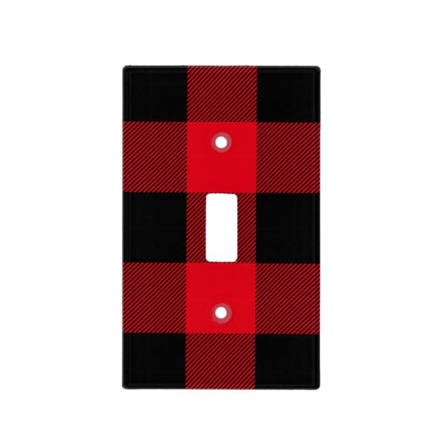 Rustic Black and Red Buffalo Plaid Pattern Light Switch Cover (Front)