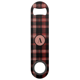 Rustic Black and Red Plaid Pattern Bar Key