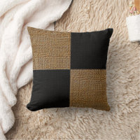 Rustic Black and Tan Large Squares Burlap