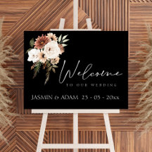 Rustic Black and Terracotta Floral Script Wedding