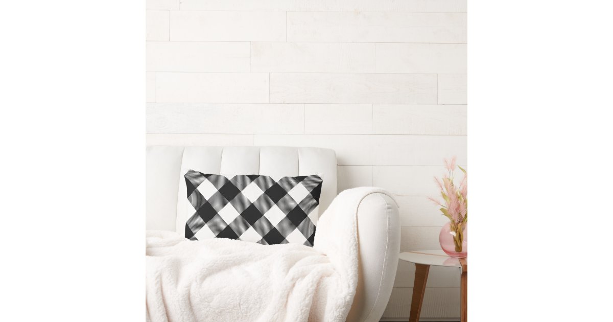 Rustic Black and White Buffalo Check Lumbar Pillow Zazzle