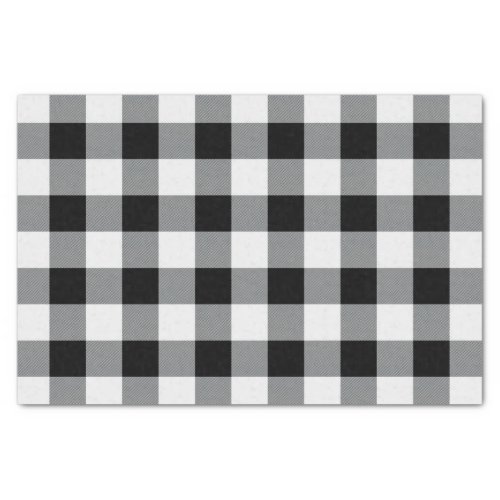Rustic Black and White Buffalo Check Plaid Pattern Tissue Paper