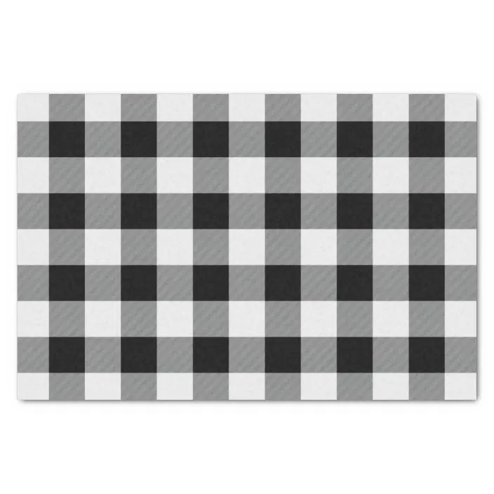 BLACK WHITE Buffalo Plaid Check Tissue Paper 10 Lrg Sheets 20" by 26" FREE SHIP 