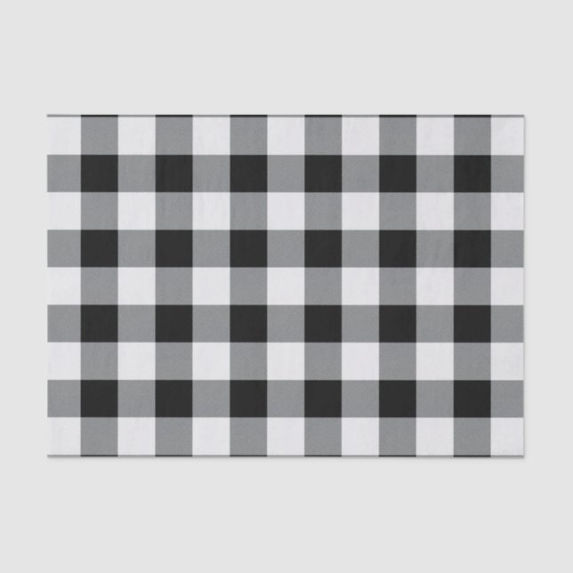 Rustic Black and White Buffalo Check Plaid Pattern Tissue Paper (Front)