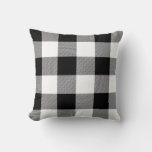 Rustic Black And White Buffalo Check Plaid Throw Pillow at Zazzle