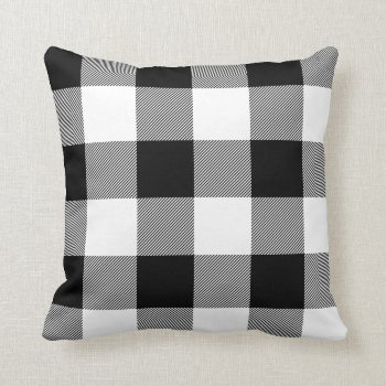 Rustic Black And White Buffalo Check Plaid Throw Pillow by cardeddesigns at Zazzle