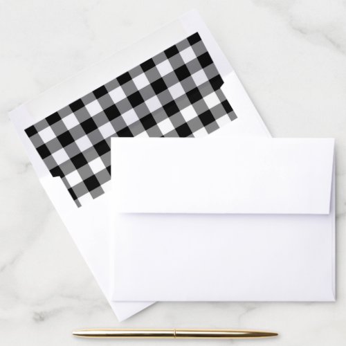 Rustic Black and White Buffalo Plaid  Envelope Liner