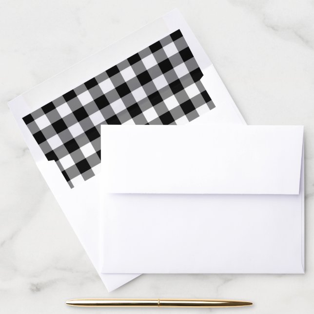 Rustic Black and White Buffalo Plaid  Envelope Liner (Desk)