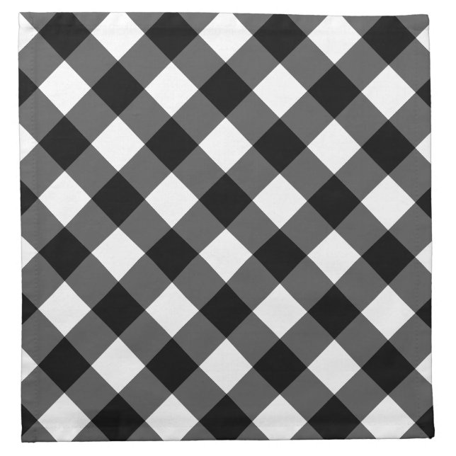 Rustic Black and White Buffalo Plaid | Holiday Napkin (Front)