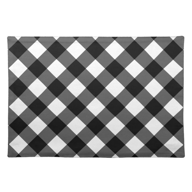 Rustic Black and White Buffalo Plaid | Holiday Placemat (Front)