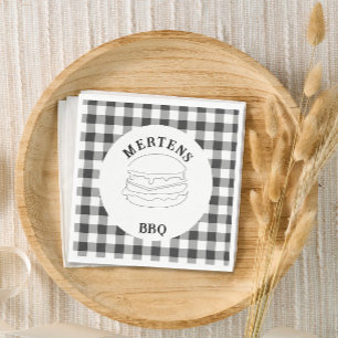 Rustic Black and White Buffalo Plaid Napkins