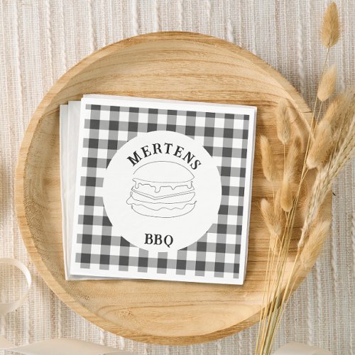 Rustic Black and White Buffalo Plaid Napkins