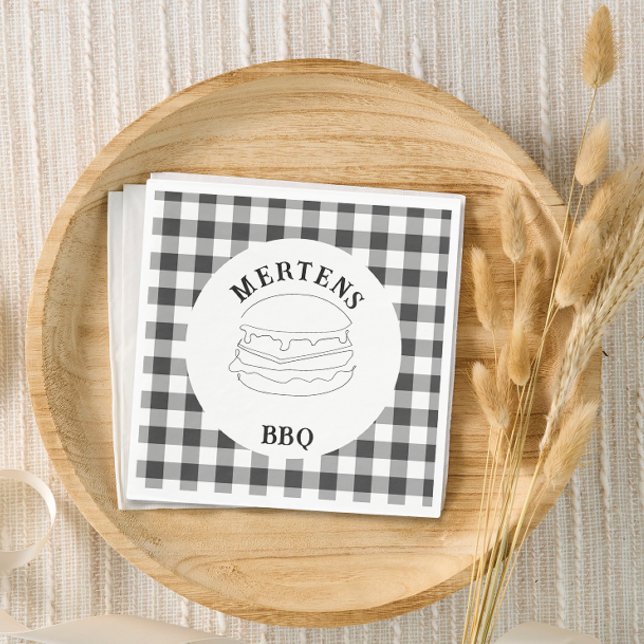 Rustic Black and White Buffalo Plaid Napkins (Creator Uploaded)