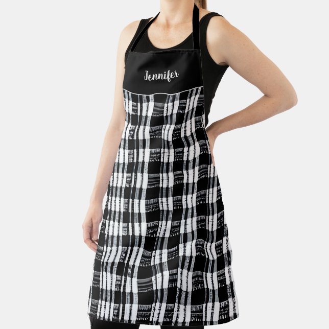 Rustic black and white buffalo plaid personal apron (Insitu)