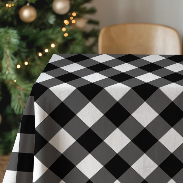 Rustic Black and White Buffalo Plaid Tablecloth (Creator Uploaded)