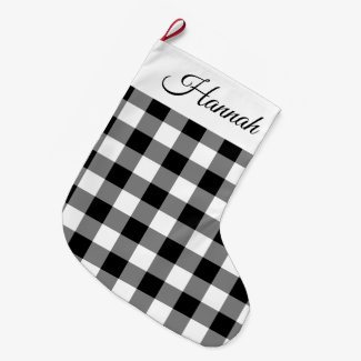 Rustic Black And White Checked Merry Christmas
