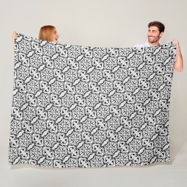 Rustic Black and White Cool Pattern  Fleece Blanket (In Situ)