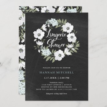 Rustic Black And White Floral | Lingerie Shower Invitation by Customize_My_Wedding at Zazzle