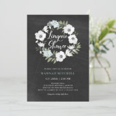Rustic Black and White Floral | Lingerie Shower Invitation (Standing Front)