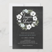 Rustic Black and White Floral | Lingerie Shower Invitation (Front)