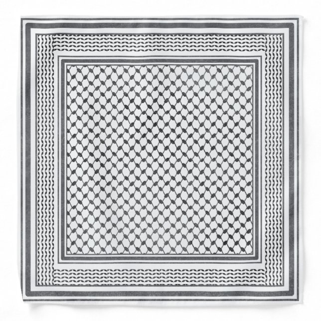 Rustic Black and White Kufiya Keffiyeh Bandana (Front)