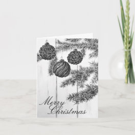 Rustic Black and White Minimalist Merry Christmas Card