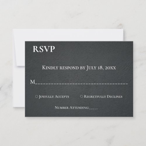 Rustic Black And White Monogram Modern Wedding RSVP Card